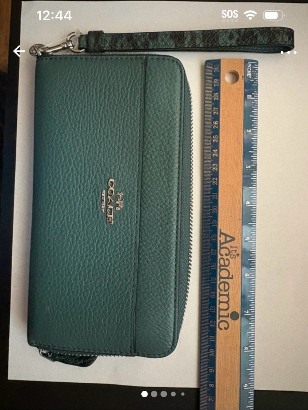 Coach Dark Turquoise Pebbled Leather Zip Around Wallet